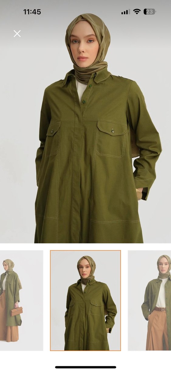 Kadın Haki Uzun Kemerli Trençkot - Görsel 2