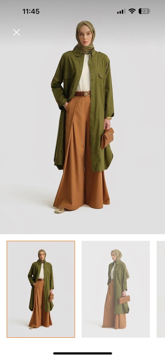 Kadın Haki Uzun Kemerli Trençkot - Görsel 4