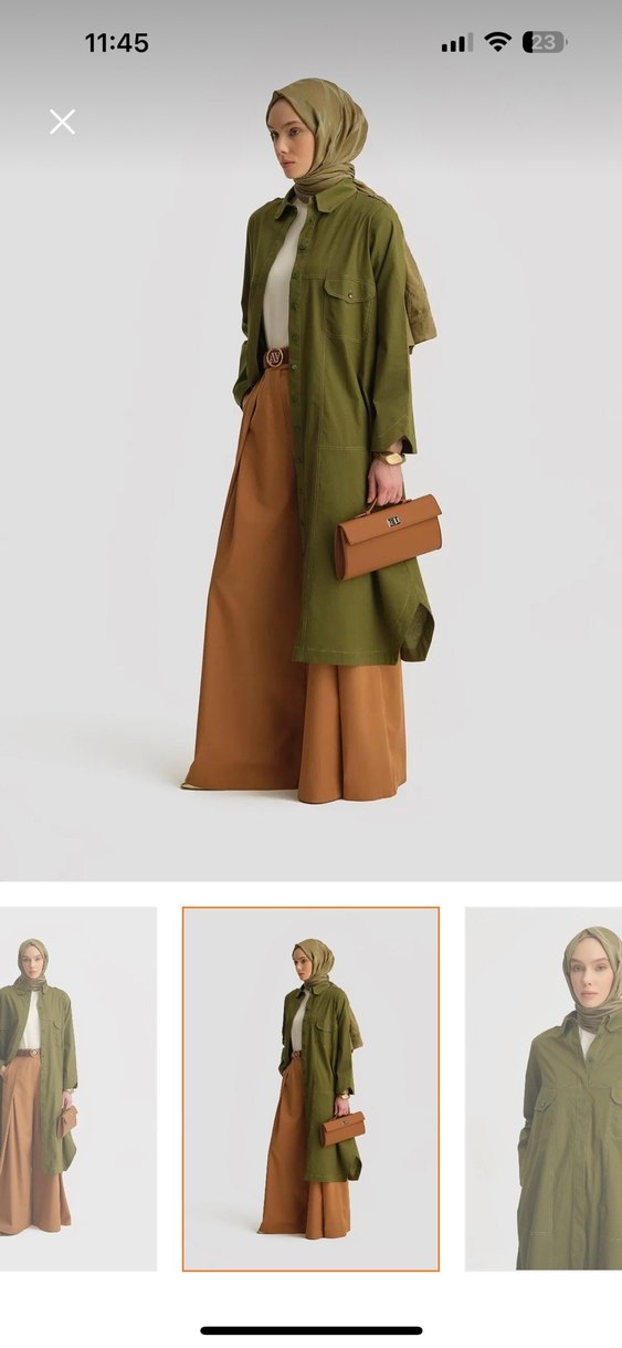 Kadın Haki Uzun Kemerli Trençkot - Görsel 3