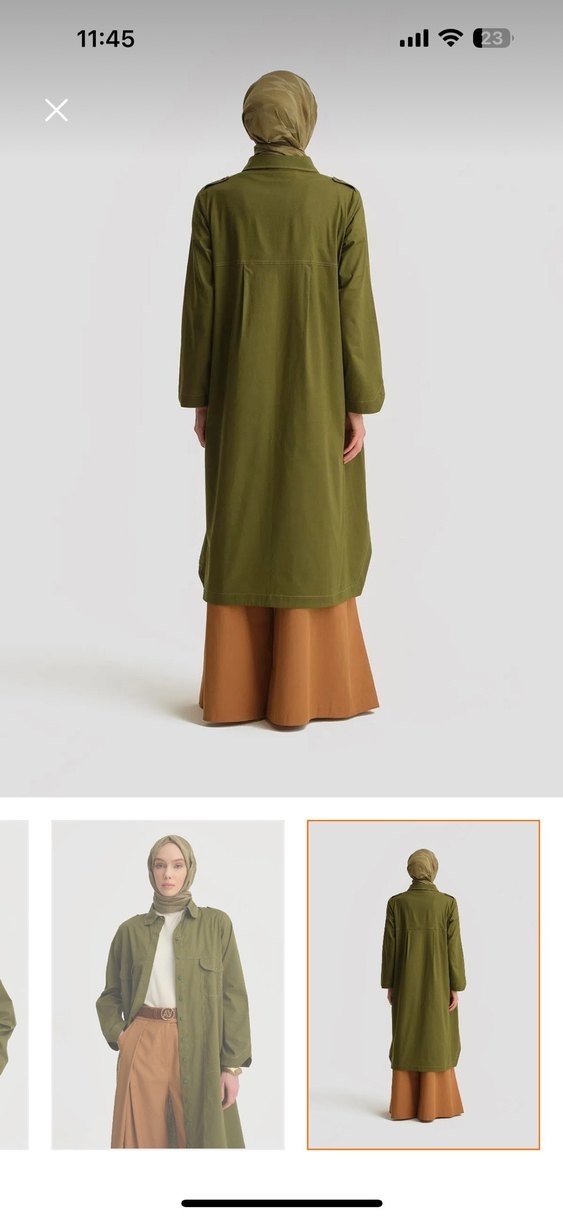 Kadın Haki Uzun Kemerli Trençkot - Görsel 5