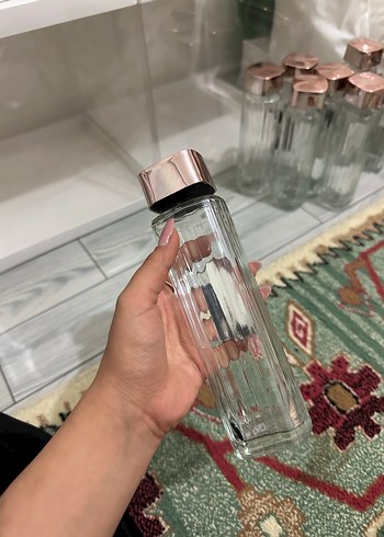 Bej Kapaklı Şeffaf cam şişe - Görsel 3