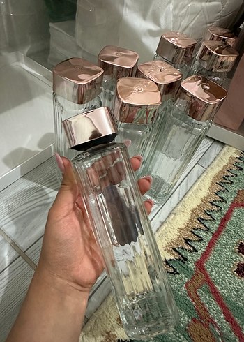 Bej Kapaklı Şeffaf cam şişe - Görsel 2