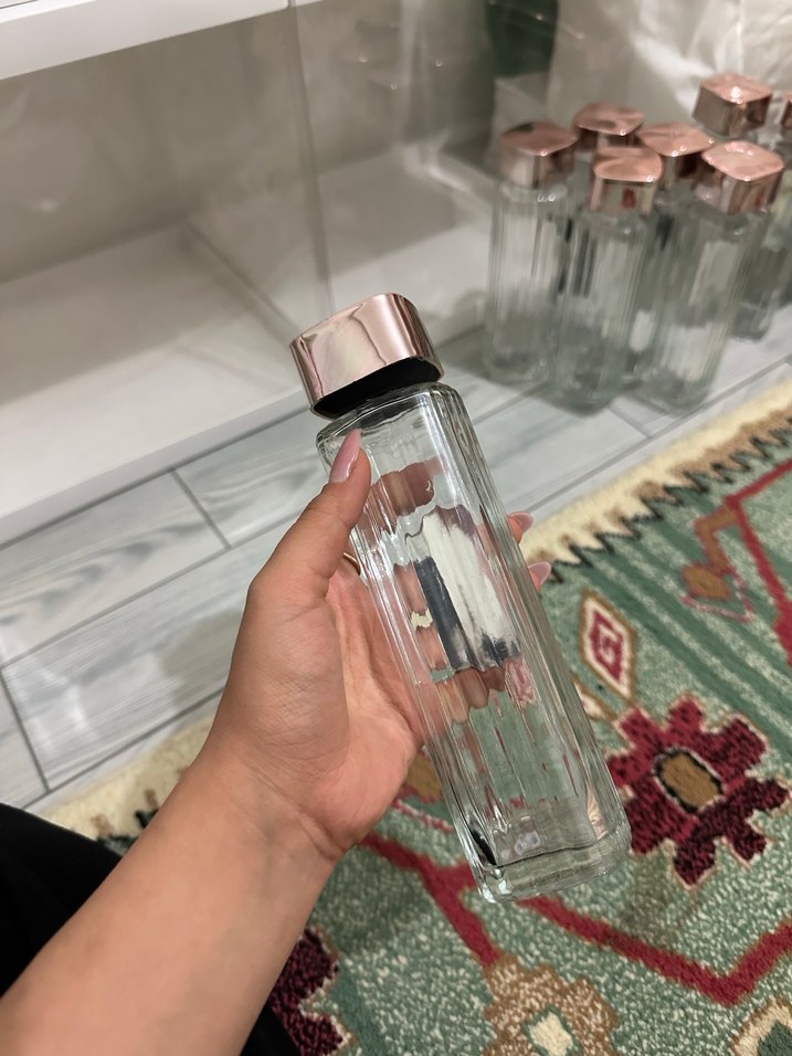 Bej Kapaklı Şeffaf cam şişe - Görsel 3