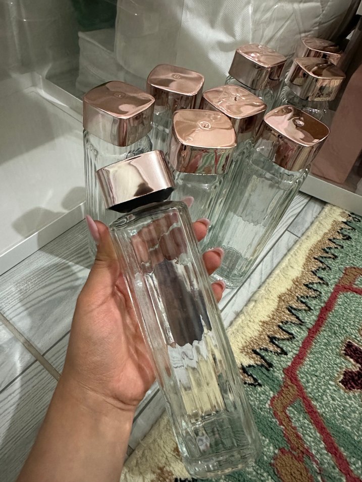 Bej Kapaklı Şeffaf cam şişe - Görsel 2