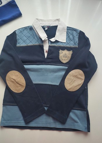 Erkek Mavi Denim Polo Sweatshirt 2 li - Görsel 3