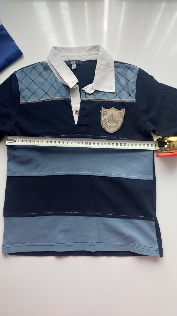 Erkek Mavi Denim Polo Sweatshirt 2 li - Görsel 5