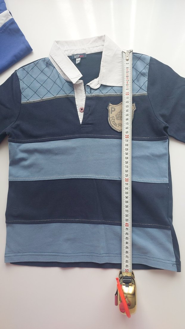 Erkek Mavi Denim Polo Sweatshirt 2 li - Görsel 4