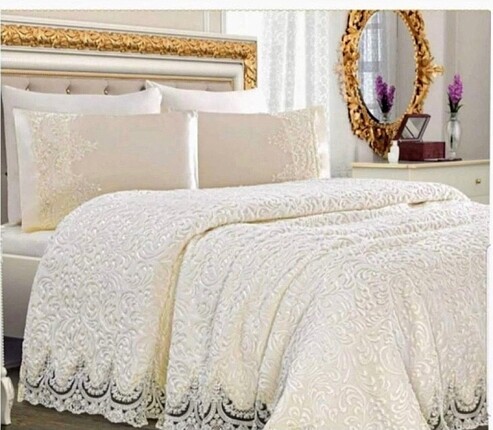 Fransız dantelli battaniye takımı(yatak örtüsü)