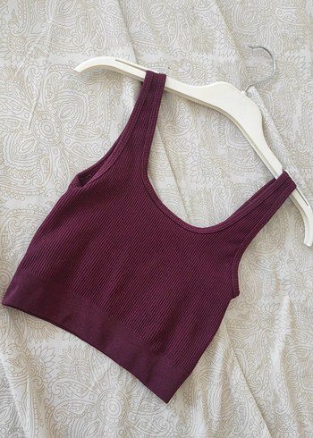 Bordo Kadın Triko Crop Top