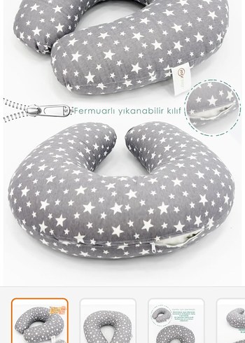 Gri Yıldız Desenli Emzirme ve Hamile Yastığı - Görsel 4