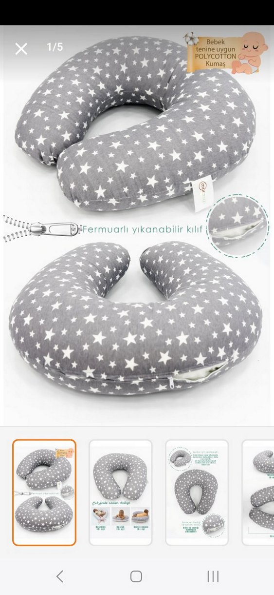 Gri Yıldız Desenli Emzirme ve Hamile Yastığı - Görsel 4