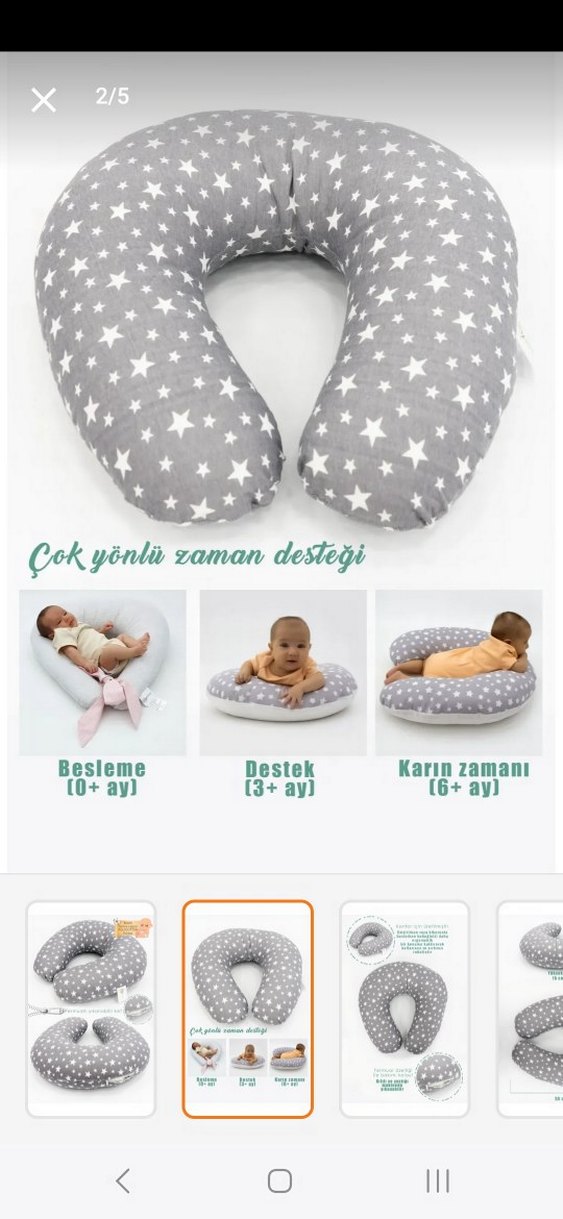 Gri Yıldız Desenli Emzirme ve Hamile Yastığı - Görsel 3