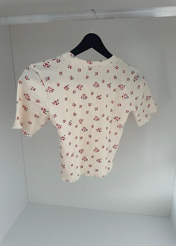 Kısa Kollu Baskılı Beyaz Kız Tişörtü - Görsel 5