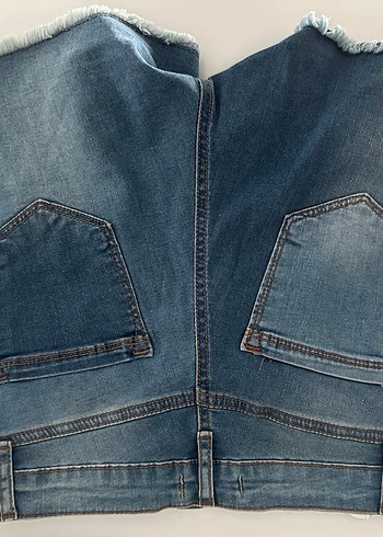29 Beden Kadın Mavi Bol Kesim Mini Denim Şort