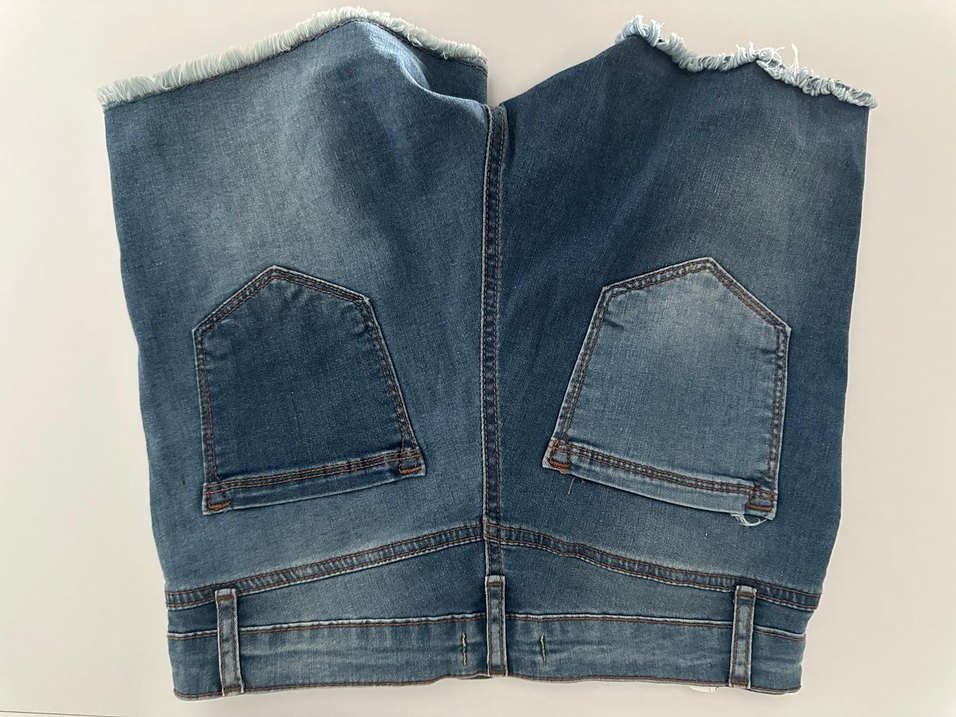 Kadın Mavi Bol Kesim Mini Denim Şort - Görsel 3