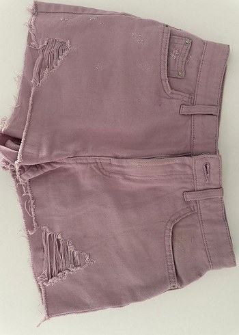 Pembe Düğmeli Midi Denim Şort - Görsel 2