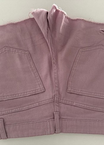 Pembe Düğmeli Midi Denim Şort - Görsel 4