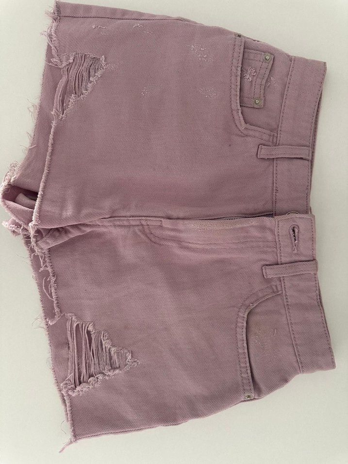 Pembe Düğmeli Midi Denim Şort - Görsel 2