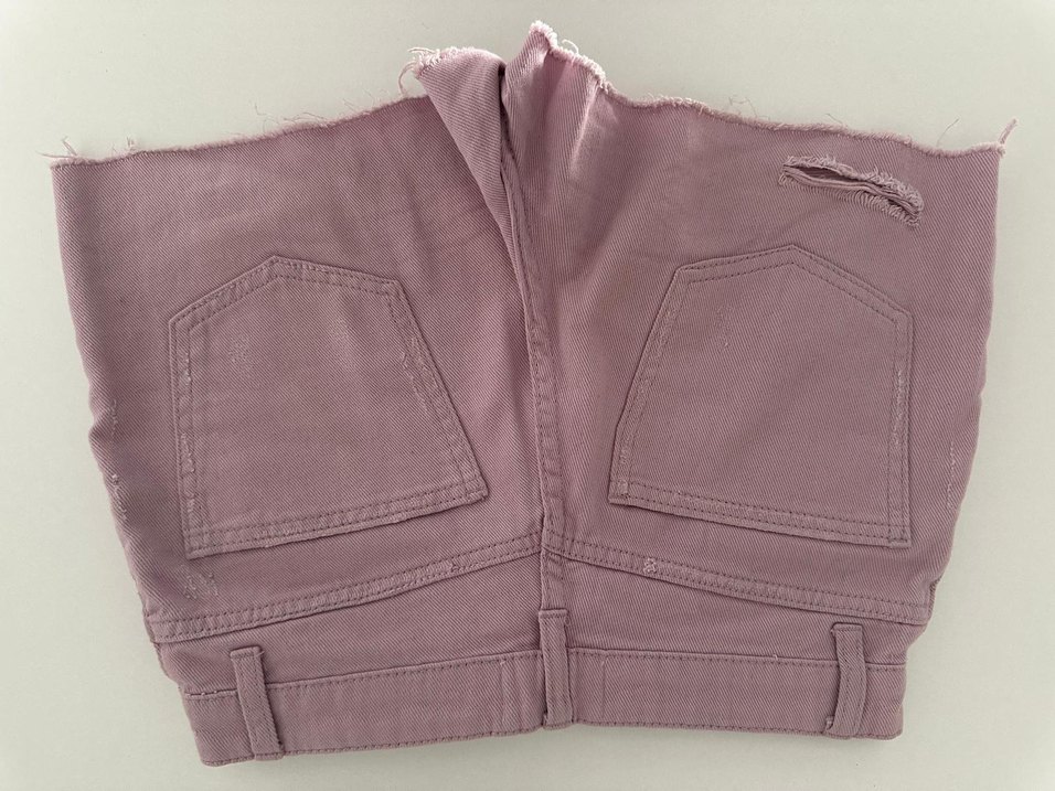 Pembe Düğmeli Midi Denim Şort - Görsel 4