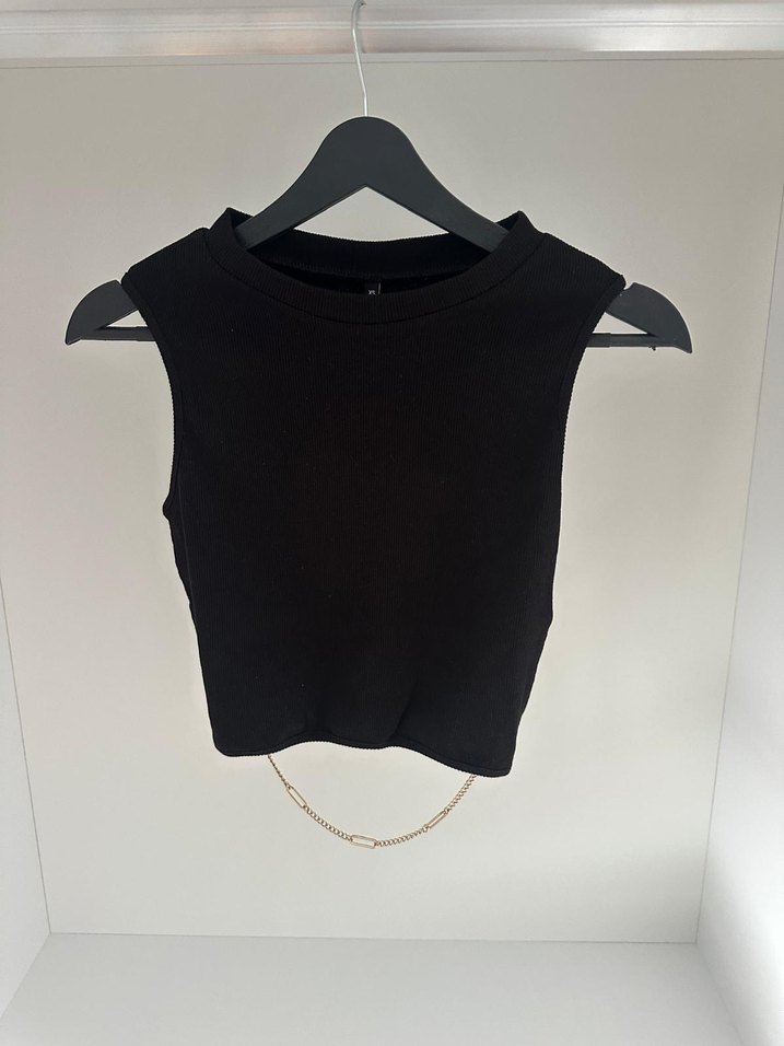 Siyah Kolsuz Crop Top Mini Kesim - Görsel 2