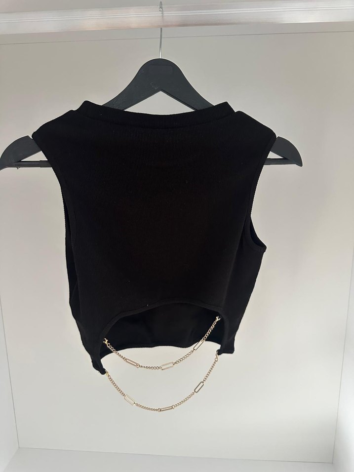 Siyah Kolsuz Crop Top Mini Kesim - Görsel 4