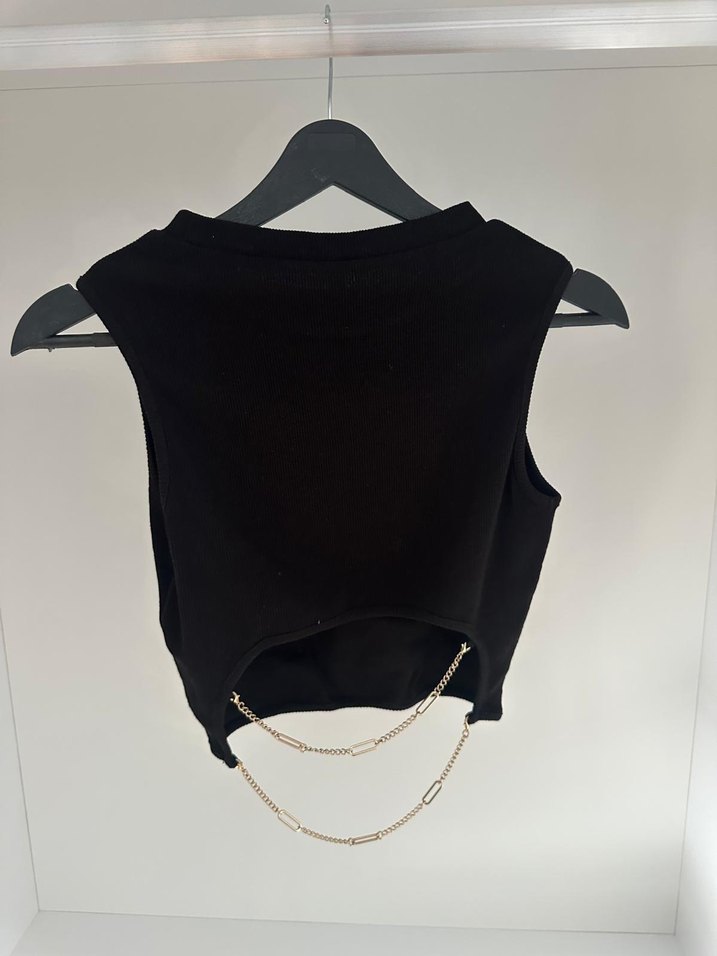 Siyah Kolsuz Crop Top Mini Kesim - Görsel 3