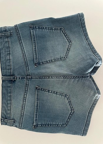 Koton Düğmeli Mavi Kadın Denim Midi Şort