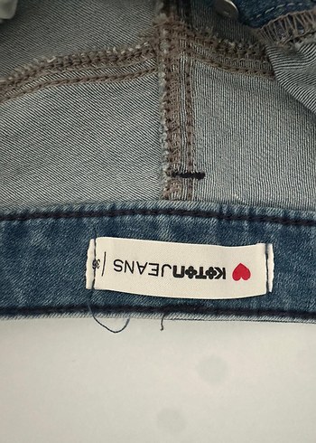 Düğmeli Mavi Kadın Denim Midi Şort - Görsel 6
