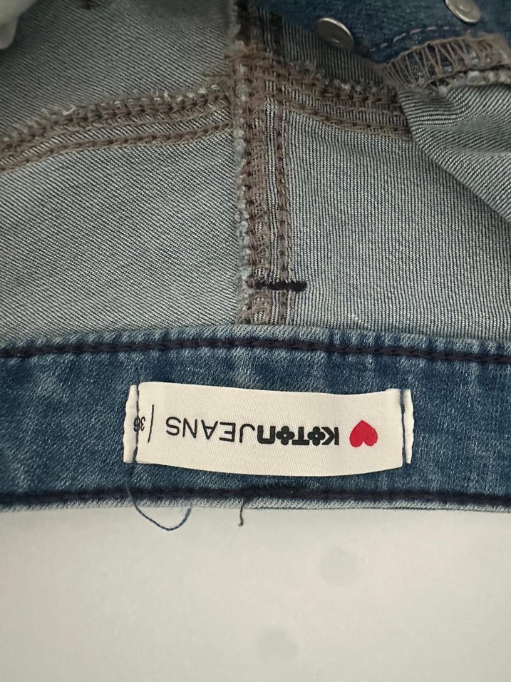 Düğmeli Mavi Kadın Denim Midi Şort - Görsel 4