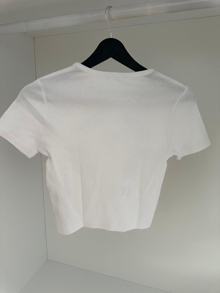 Baskılı Kısa Kollu Kadın Beyaz Tişört - Görsel 2