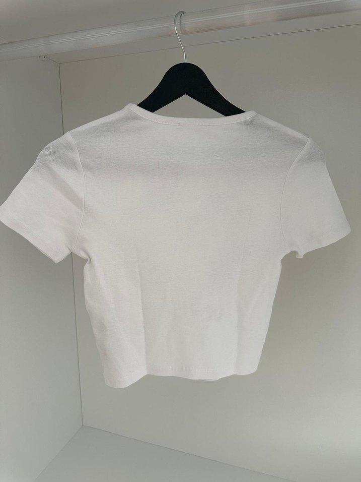 Baskılı Kısa Kollu Kadın Beyaz Tişört - Görsel 5