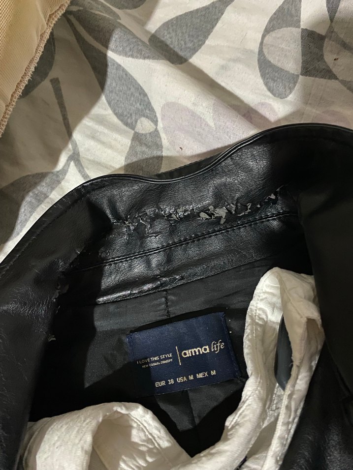 Tokalı Siyah Deri Biker Ceket - Görsel 2