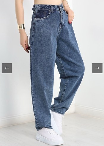 Kadın Mavi Bol Kesim Denim Pantolon - Görsel 3
