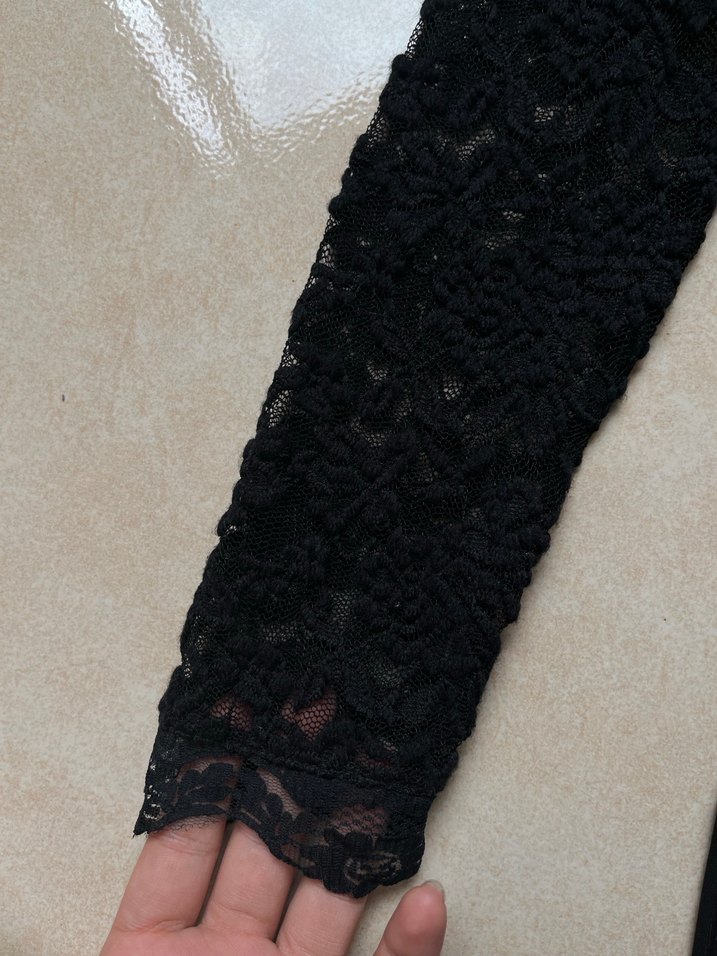 Dantelli Siyah Straplez Midi Gotik Elbise - Görsel 3