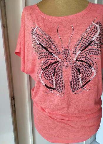 Pullu Pembe tişört - Görsel 2