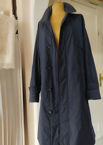 İGS MARKA Lacivert Düğmeli Uzun erkek Trençkot - Görsel 3