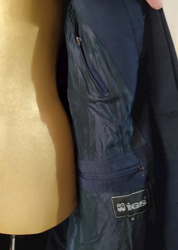 İGS MARKA Lacivert Düğmeli Uzun erkek Trençkot - Görsel 7