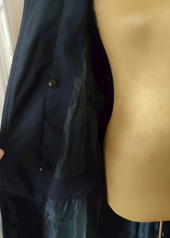 İGS MARKA Lacivert Düğmeli Uzun erkek Trençkot - Görsel 6