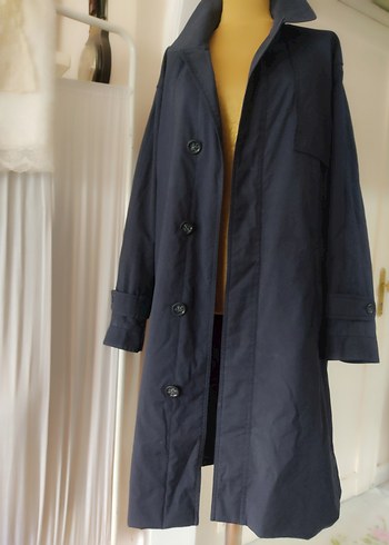 İGS MARKA Lacivert Düğmeli Uzun erkek Trençkot - Görsel 2