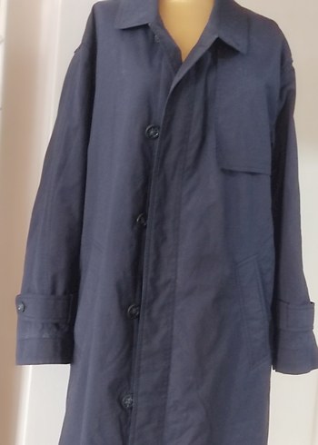 İGS MARKA Lacivert Düğmeli Uzun erkek Trençkot - Görsel 9