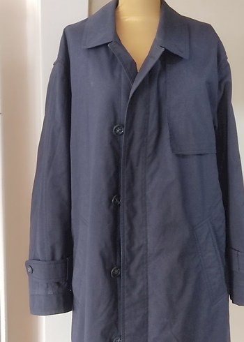 İGS MARKA Lacivert Düğmeli Uzun erkek Trençkot - Görsel 8