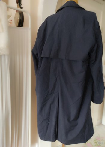 İGS MARKA Lacivert Düğmeli Uzun erkek Trençkot - Görsel 5