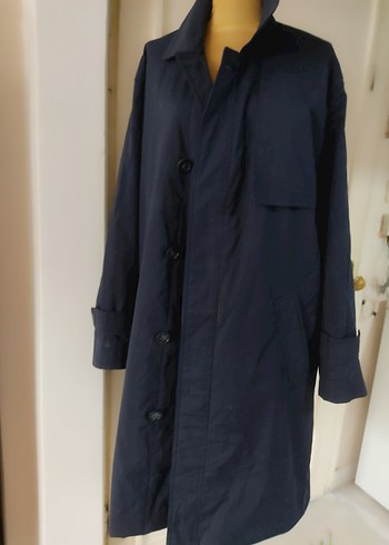 İGS MARKA Lacivert Düğmeli Uzun erkek Trençkot - Görsel 4