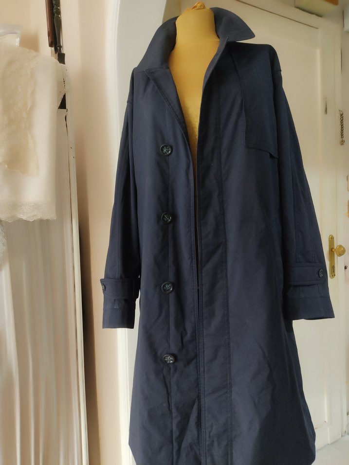 İGS MARKA Lacivert Düğmeli Uzun erkek Trençkot - Görsel 3