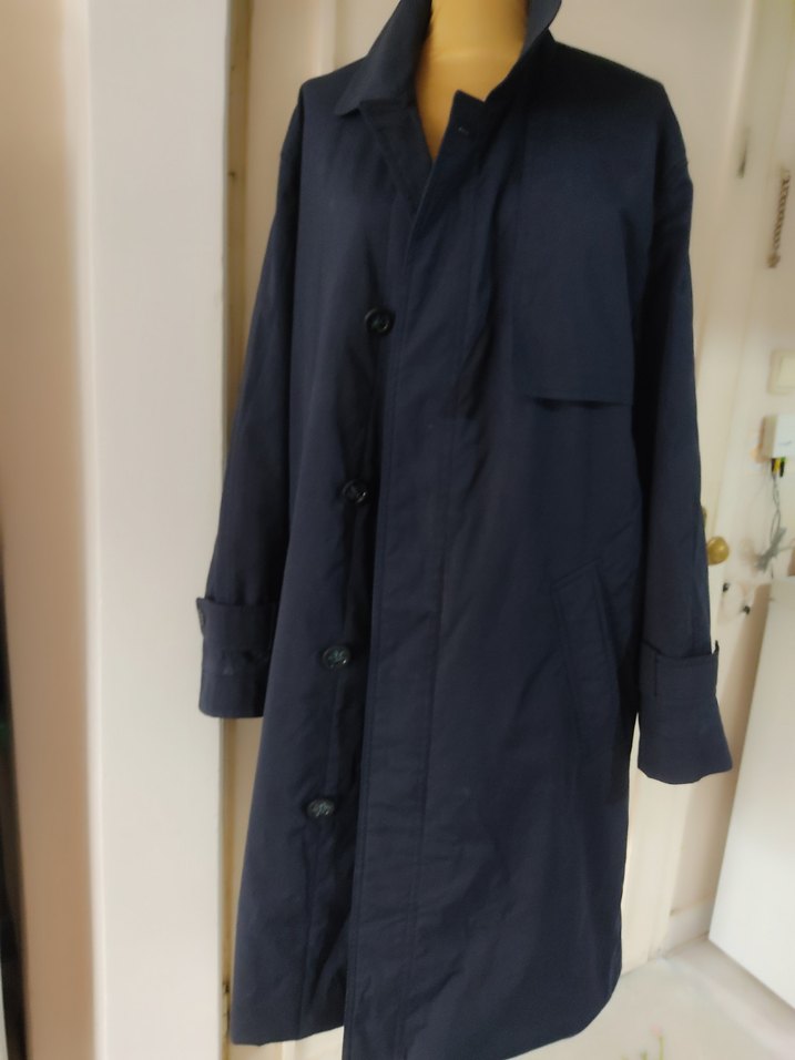 İGS MARKA Lacivert Düğmeli Uzun erkek Trençkot - Görsel 4
