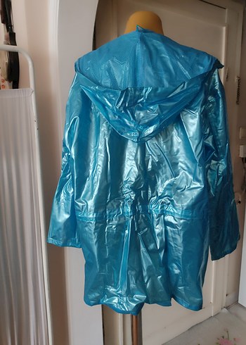 Parlak Mavi Fermuarlı Yağmurluk - Görsel 5