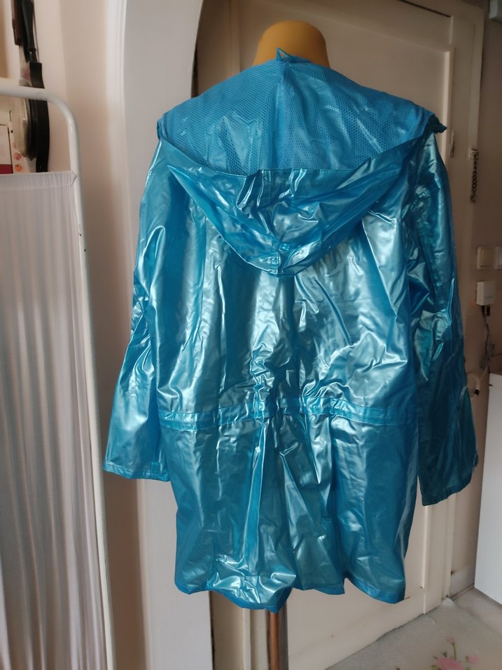 Parlak Mavi Fermuarlı Yağmurluk - Görsel 5