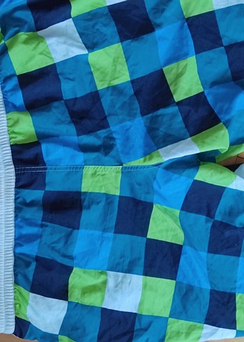 Erkek Mavi Kareli Bel Bağlamalı Mayo Şortu - Görsel 3