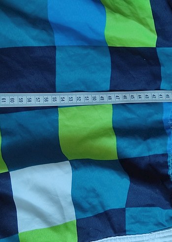 Erkek Mavi Kareli Bel Bağlamalı Mayo Şortu - Görsel 4