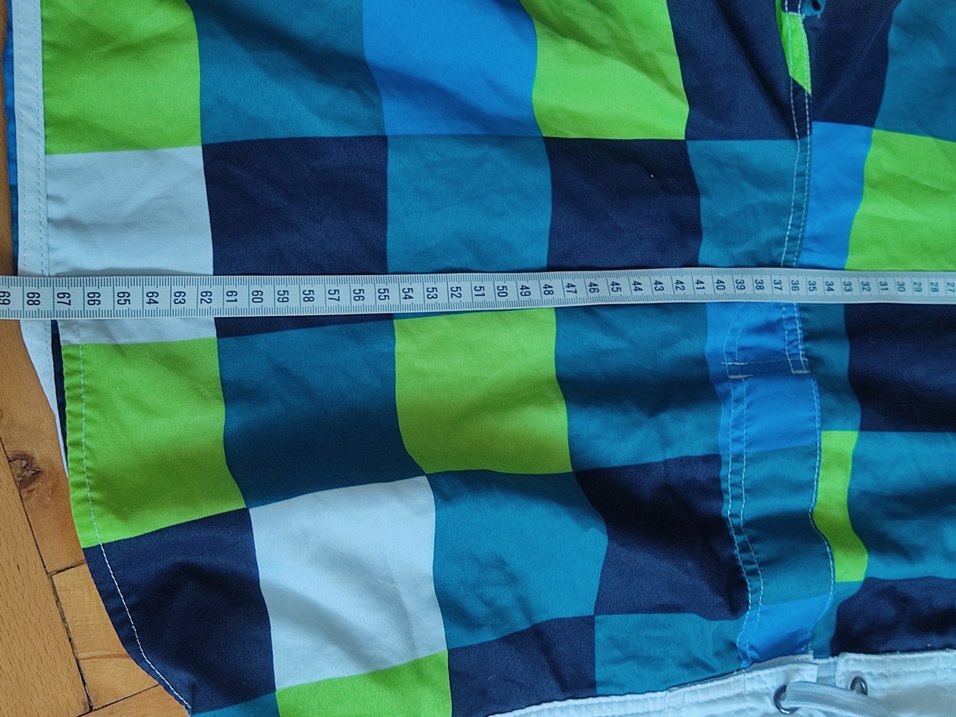 Erkek Mavi Kareli Bel Bağlamalı Mayo Şortu - Görsel 4